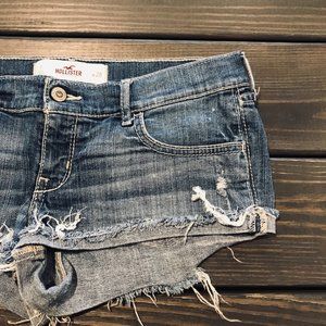 Hollister Distressed Mid-Wash Denim Shorts